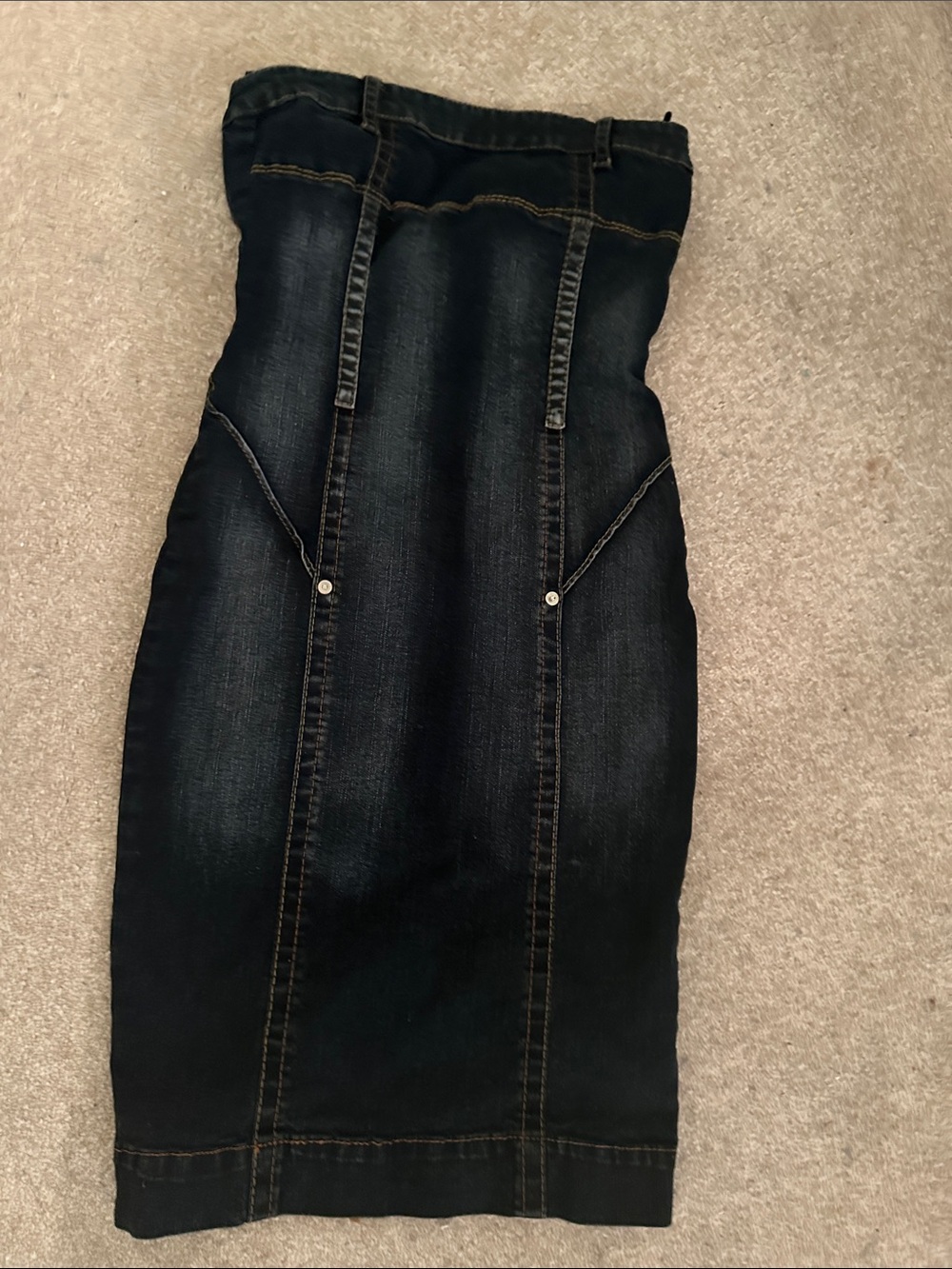 Baby Phat Dark Blue Strapless Denim Midi Dress